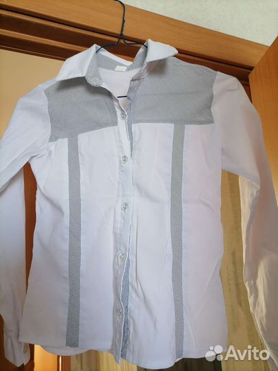 Синий пиджак и белая блузка на 10-11 лет