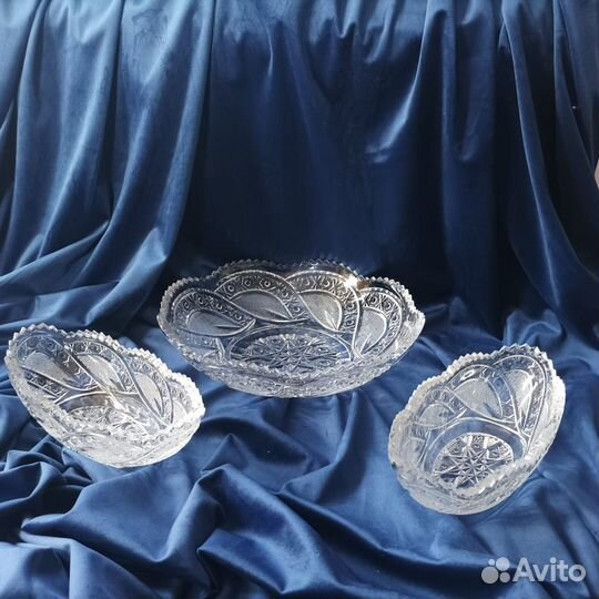 Вазы салатницы ладьи блюдо хрусталь винтаж