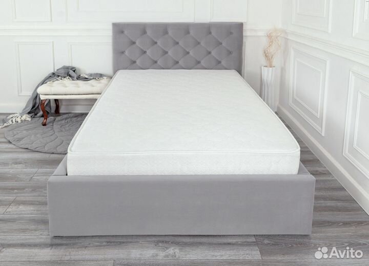 Кровать 120х200 серый велюр Барокко