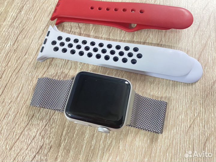 Часы apple watch 3 38 mm оригинал + три ремня