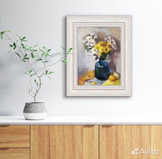 Цветы маслом на холсте, цветы. Картина в интерьер