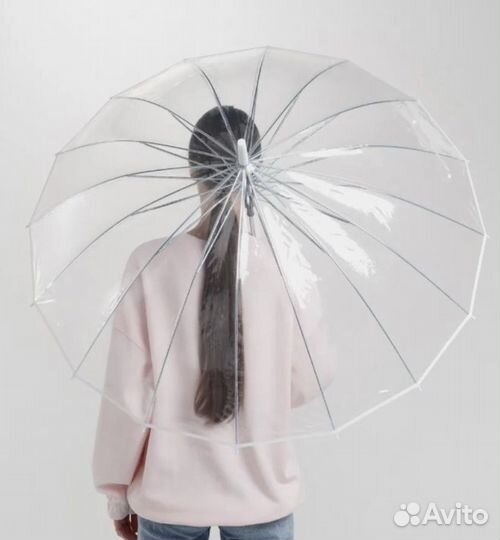 Зонт трость прозрачный