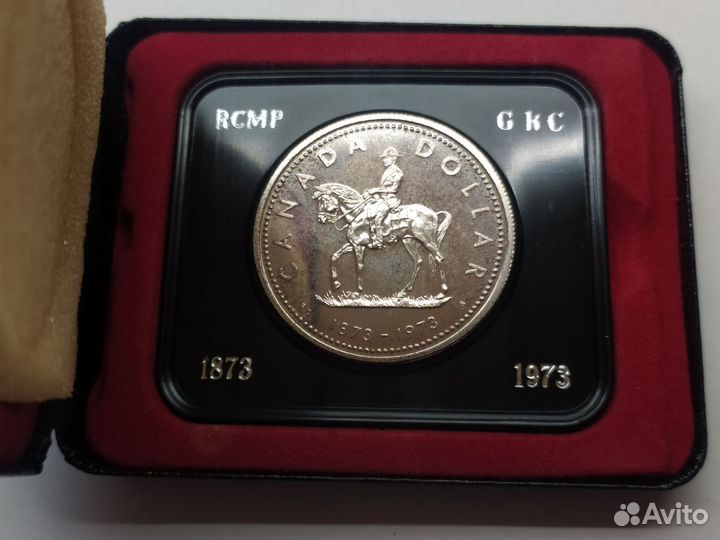 Канада 1 доллар 1973 серебро в футляре UNC