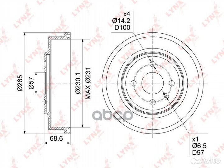 Барабан тормозной зад BM1139 lynxauto
