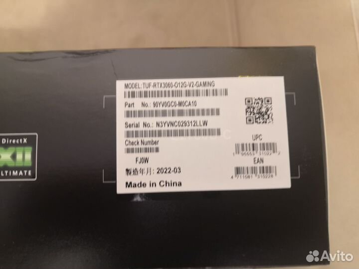 Видеокарта asus TUF RTX 3060 OC 12GB