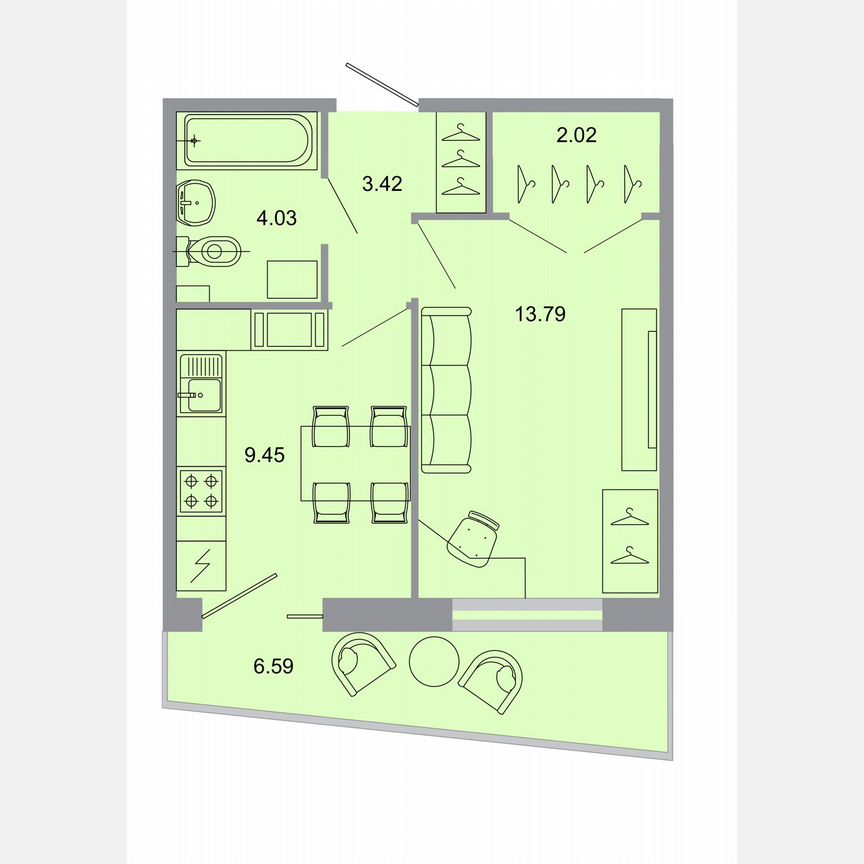 1-к. квартира, 33,9 м², 5/15 эт.