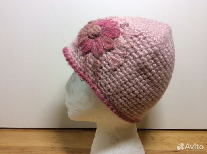 Нежнейшая шапка бледно-розового цвета,54-57,арт219