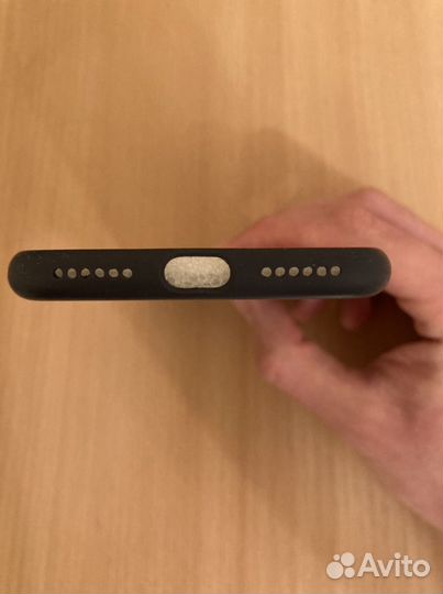 Чехол на iPhone 7/8/se2020 с яблоком матовый синий