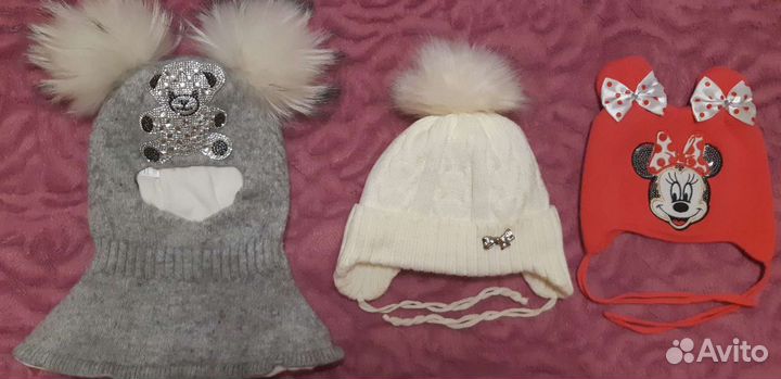 Шапки на девочку размер 50-52