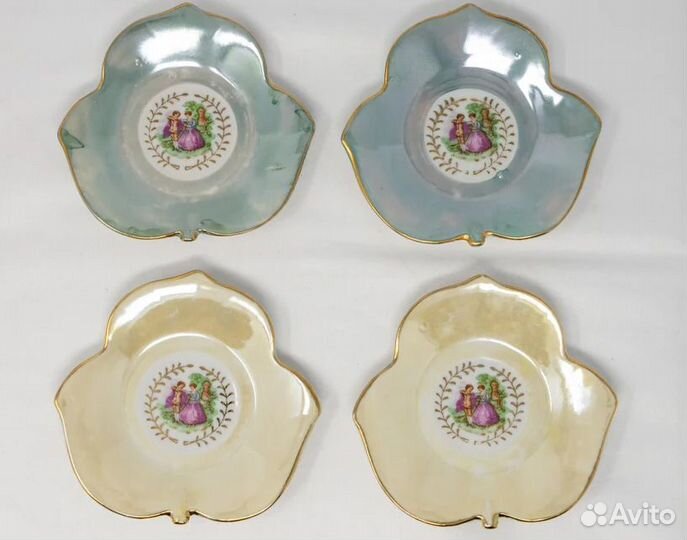 4 японские мини-тарелочки, винтаж, Фрагонар