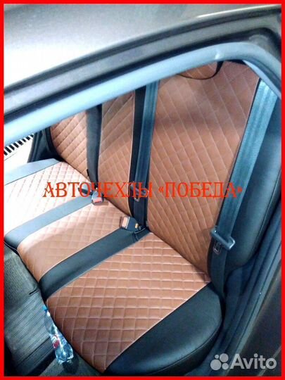 Чехлы Kia Rio 3 Sd из экокожи чёрно-коричневые Ром