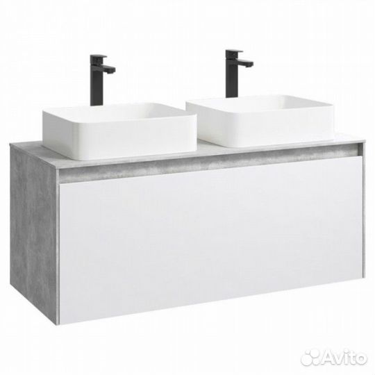 Мебель для ванной Aqwella Mobi 120 бетон светлый фасад белый
