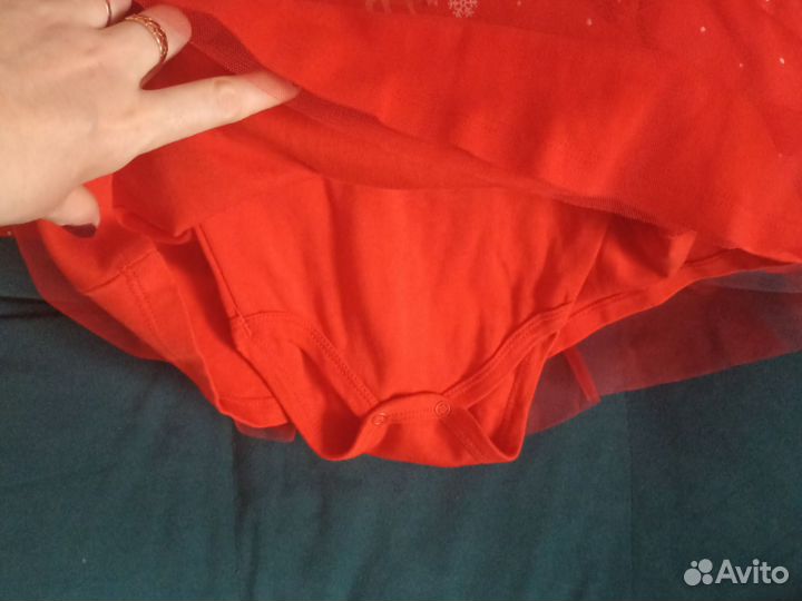 Новогоднее платье-боди для девочки, рост 74