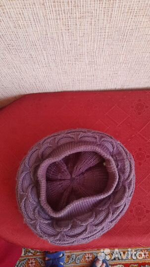 Женский берет с шарфом.(двойной)