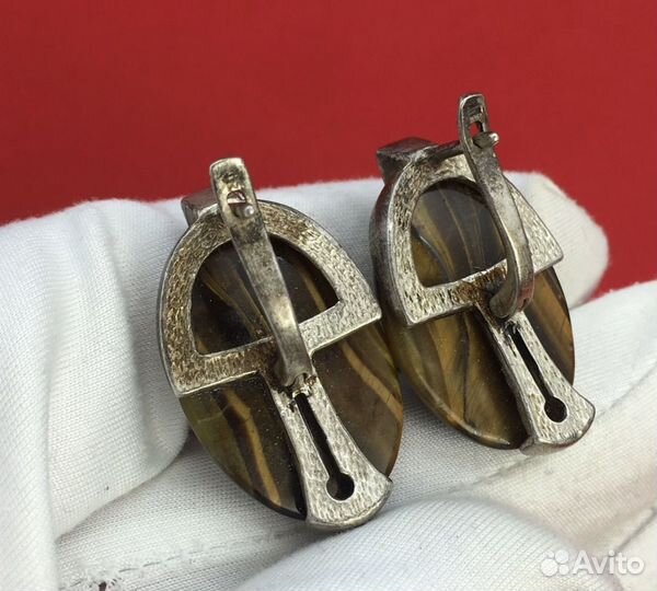 Серьги тигровый глаз винтаж