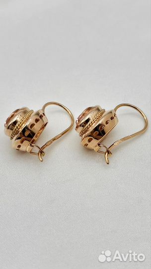 Золотые серьги СССР с корундами 583/6.48 гр