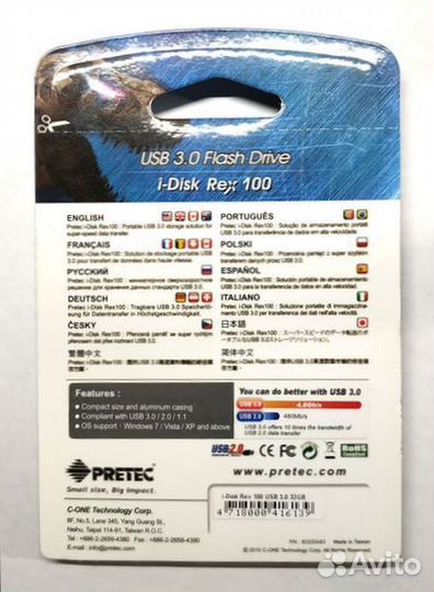 Флешка USB3.0 Pretec i-Disk Rex 100 32гб