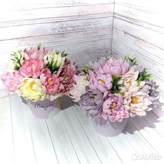 Букет из мыльных цветов хризантем