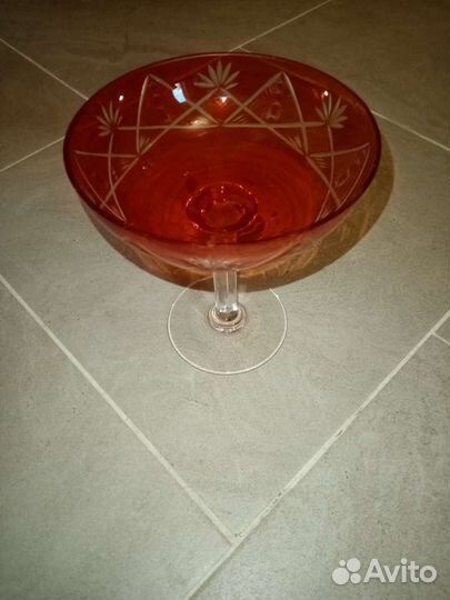 Советская конфетница, марганцевое стекло