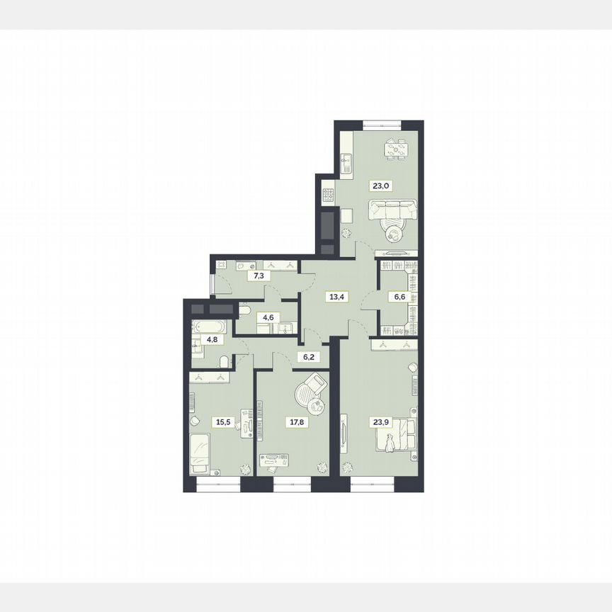 3-к. квартира, 123,1 м², 20/27 эт.