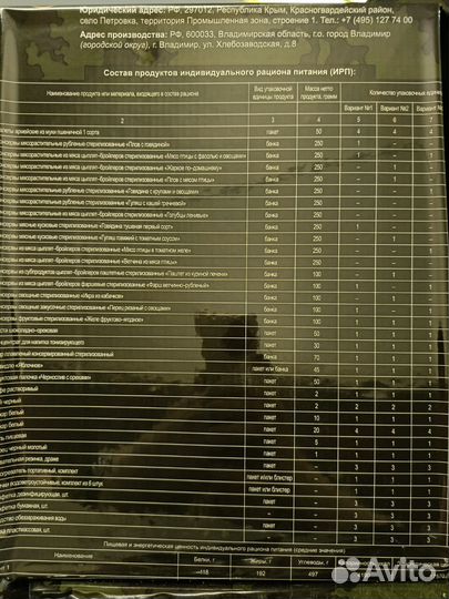 Ирп росгвардии. Сухпаёк