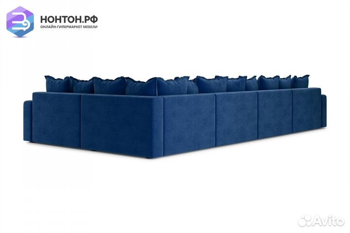 Диван п-образный тик-так Омега темно-синий