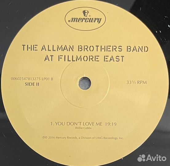 The Allman Brothers Band AT Fillmore East 2LP