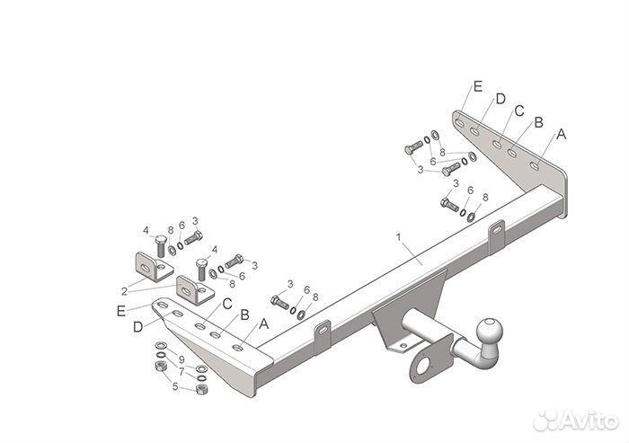 Фаркоп Лидер Плюс для LADA Kalina (Cross,универсал