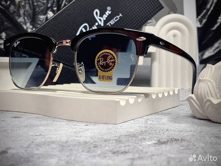 Очки Ray Ban Клабмастер серебристые