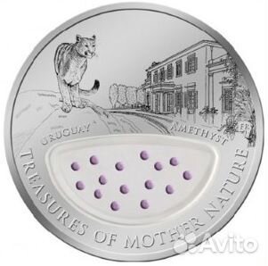 Монета Аметист Уругвай Пума Сокровища Фиджи 2012 г