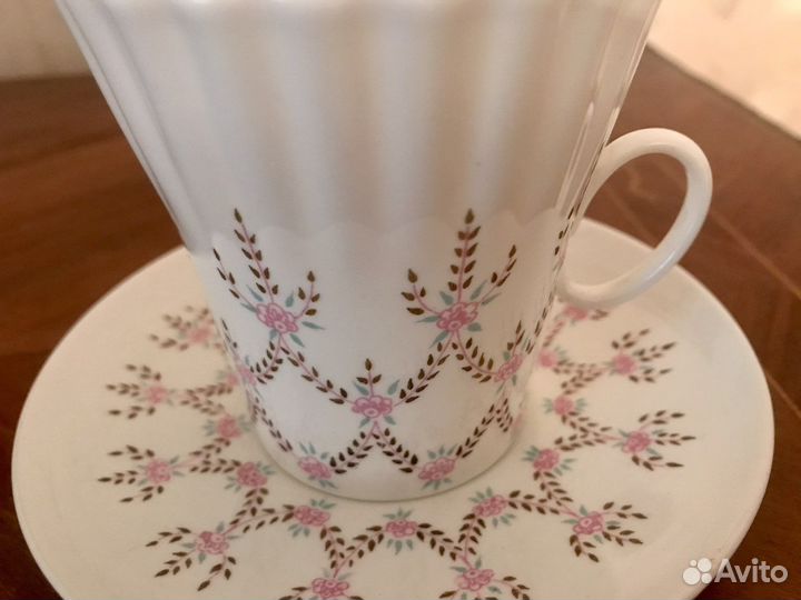 Чашки с блюдцами, костяной фарфор, винтаж