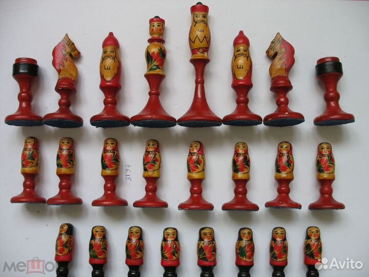 Шахматы резные народный промысел Хохлома