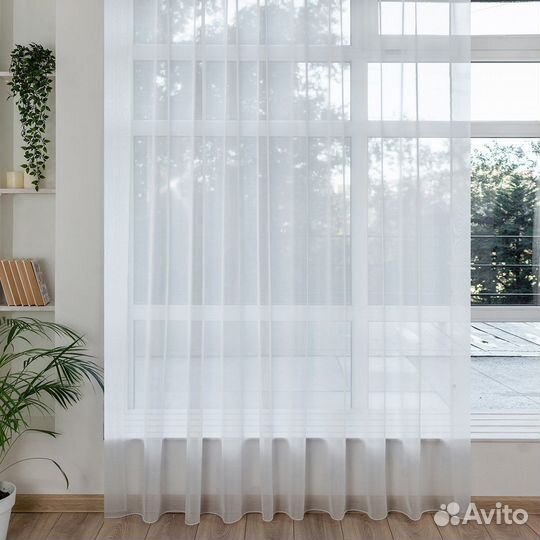 Тюль вуаль с утяжелителем белый готовый пошив