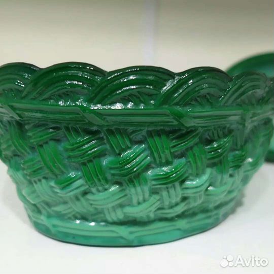 Маслёнка курица. Зелёное стекло. Царская Россия