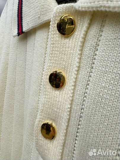 Поло Gucci молочное вязаное оверсайз