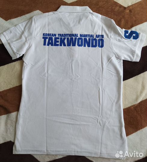 Футболка поло с принтом тхэквондо (белый) размер S
