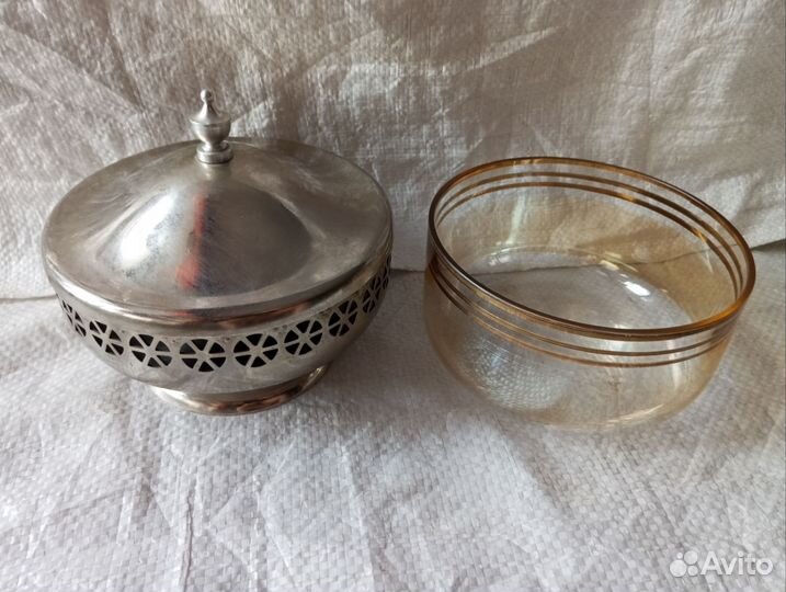 Мельхиоровая сахарница, конфетница СССР