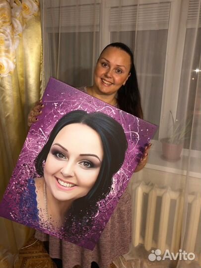 Портрет по фото на холсте на День рождения