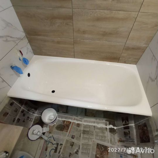 Реставрация эмали ванн наливным акрилом. Гарантия