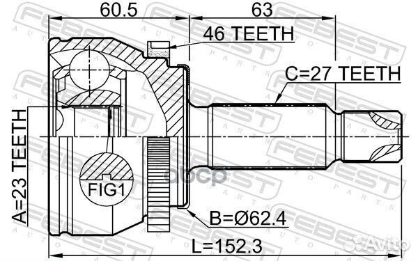 Шрус наружный 23x62.5x27 2210-soulb2A46 2210-SO