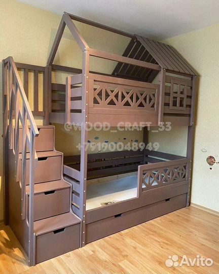 Кровать-домик чердак для детей