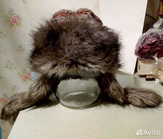 Шапка вязаная с мехом