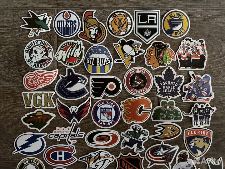 Наклейки эмблемы стикеры хоккейных команд нхл NHL