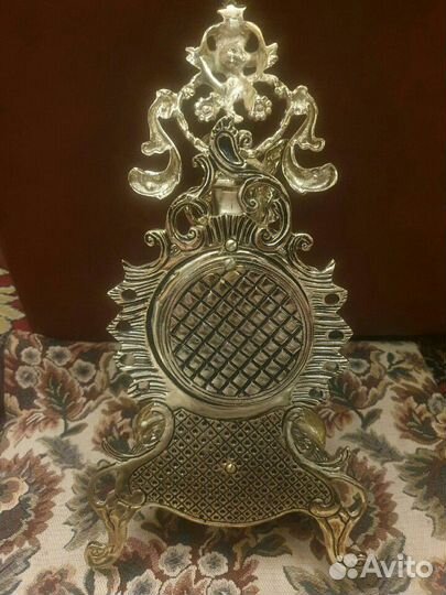 Каминные бронзовые часы, высота 40см