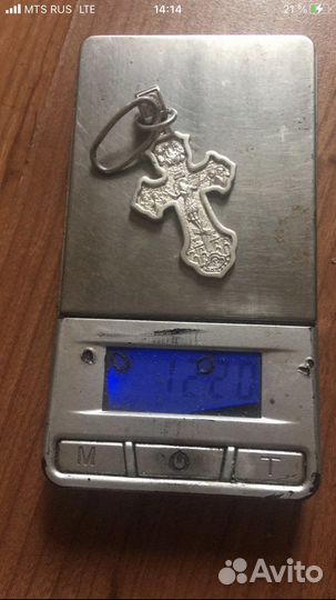 Серебряная цепь 145 гр, крест 12 гр