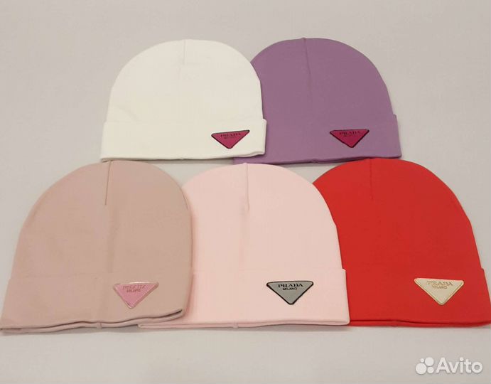 Новые шапочки Prada весна-oceнь, хлопок 48-54
