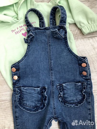 Комбинезон джинсовый и кофта