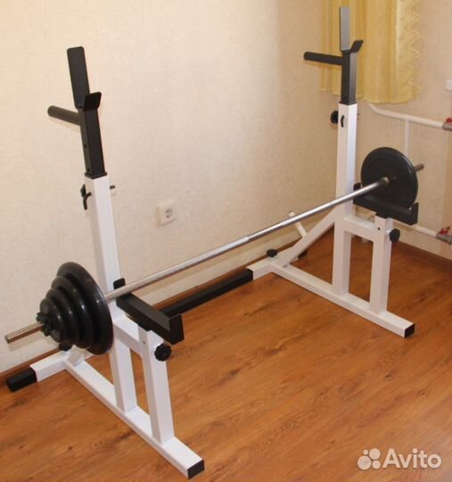Стойка под штангу + Штанга общим весом 74 кг