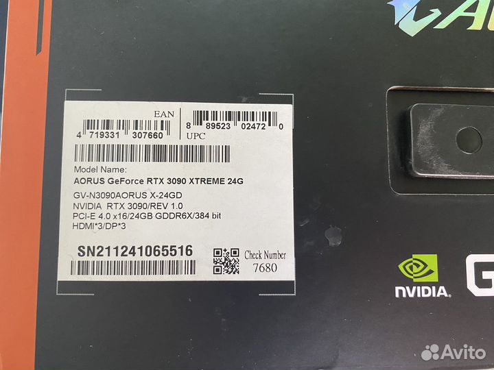 Rtx 3090 aorus extreme 24gb гарантия до 2024