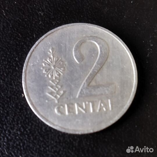 Монета 2 цента Литвы 1991 года